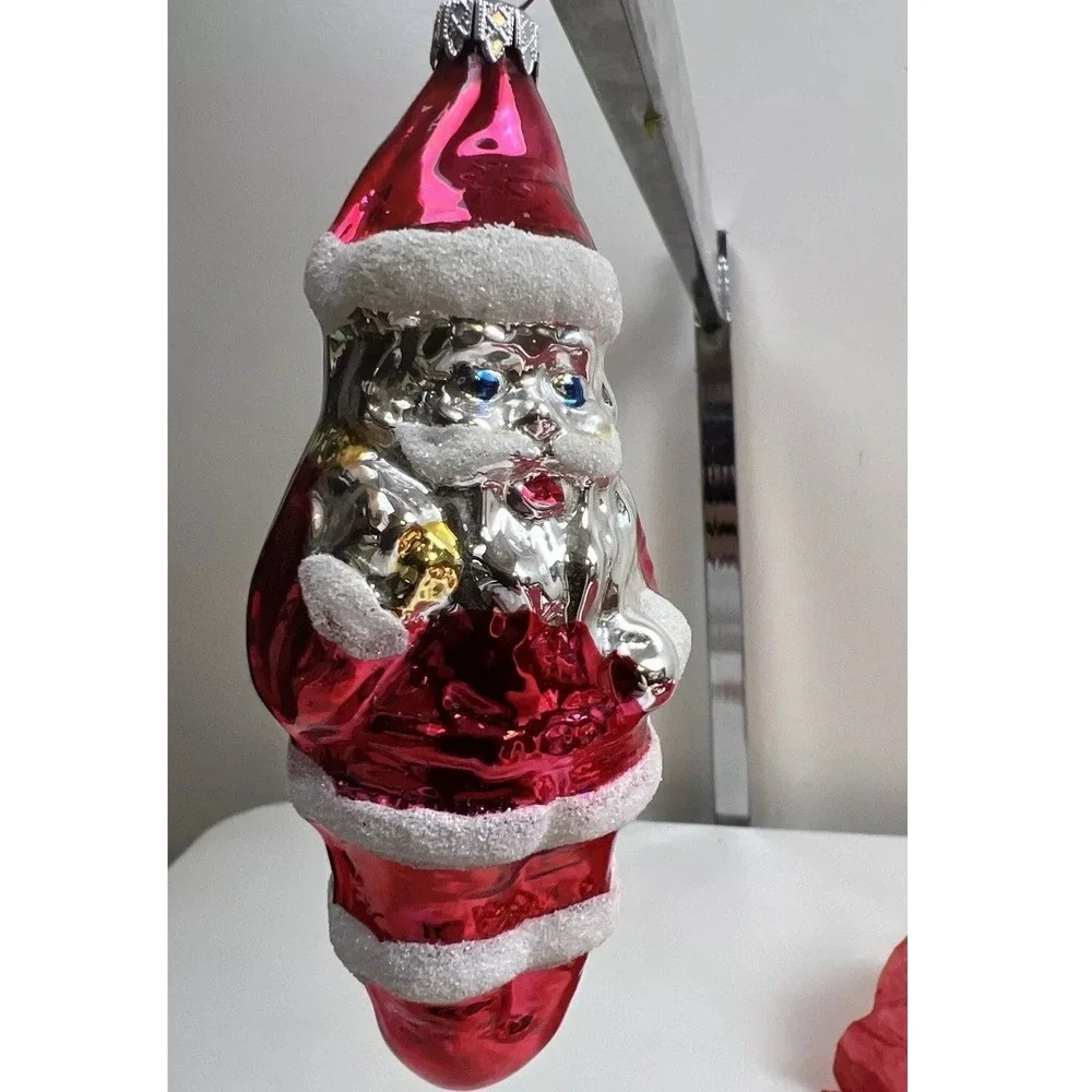VTG Western Germany Mercury Glass Blown Ornament Santa Claus Lot of‎ 4 Classic